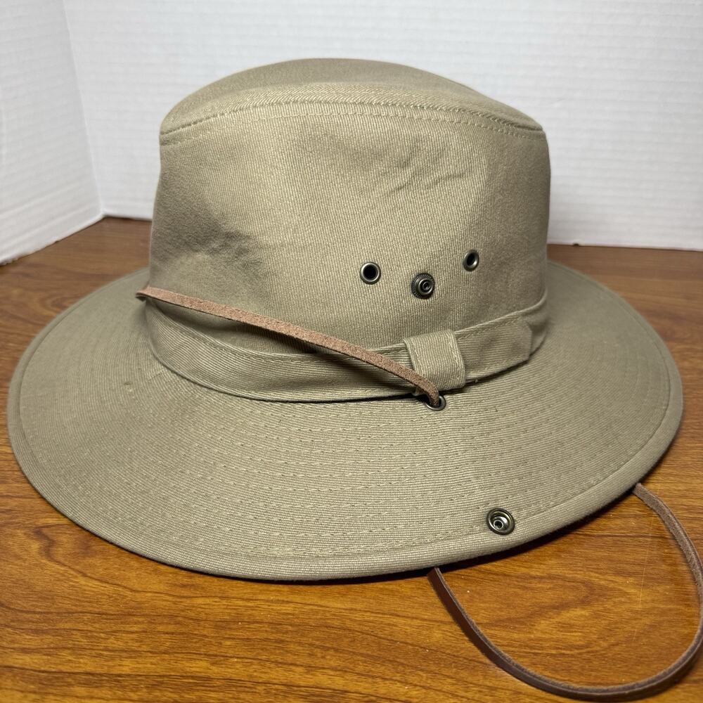 Dorfman Pacific Co. Canvas Fedora Safari Hat Men’s Khaki 100% Cotton NEW Med